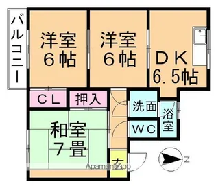 ルピナスアオヤナギ 南棟【203号室】の間取り