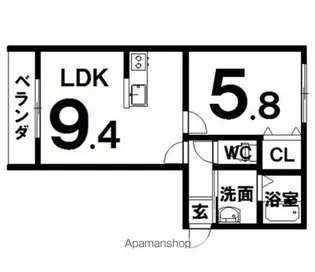 1LDKの間取り画像