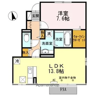 メゾンアンソレイエ国母【1階】の間取り
