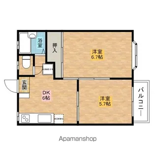 ホワイエ御前橋B棟【205号室】の間取り