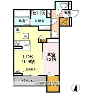 ルサンティエ白龍町【1階】の間取り