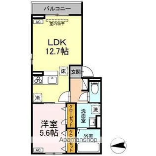 ソレイユ咲田B【1階】の間取り