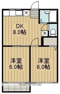 カギ中ハイツA【1階】の間取り