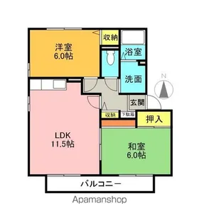 ジュネス梨子ノ木 弐番館【102号室】の間取り