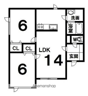 キューブE 110【2-C号室】の間取り