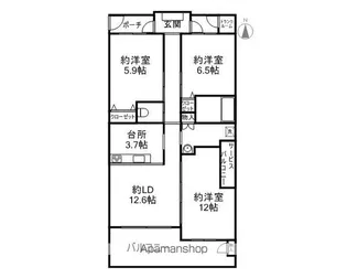 サーパス若里【7階】の間取り
