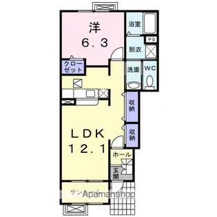 グランデ・フィオーレ ⅡーB【1階】の間取り