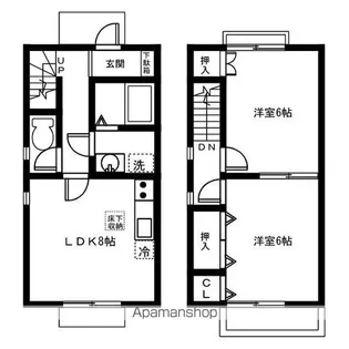 愛知県丹羽郡大口町竹田3丁目【テラスハウス】の間取り