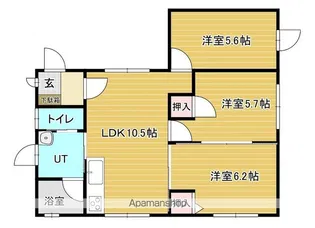 南幌ダイヤモンドシティⅠ【2階】の間取り
