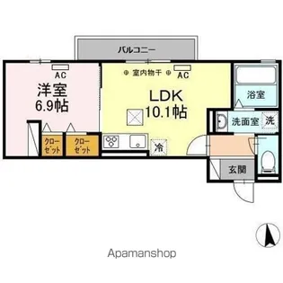 マーメゾン 東田中【1階】の間取り