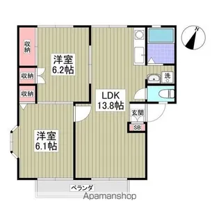 サンヴィレッジ木村C【C202号室】の間取り