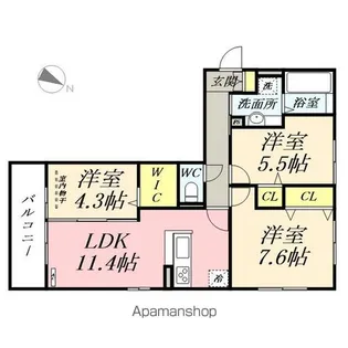 ゼンティール川崎地【2階】の間取り