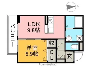 ベレオ弓張月【3階】の間取り