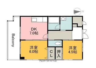 ユニバーサルなかがわⅠ【204号室】の間取り