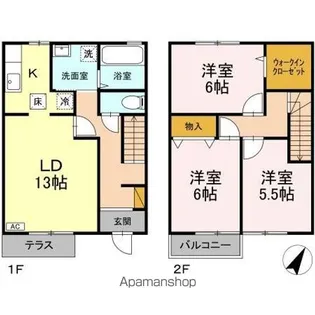 アイビースクエア四季の杜 ABCDE【A103号室】の間取り
