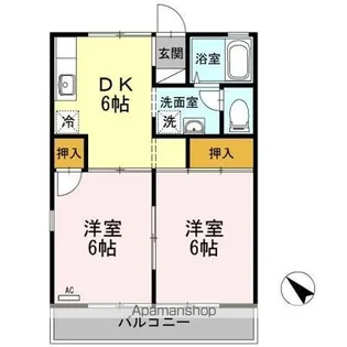 セジュール東和田 B【2階】の間取り