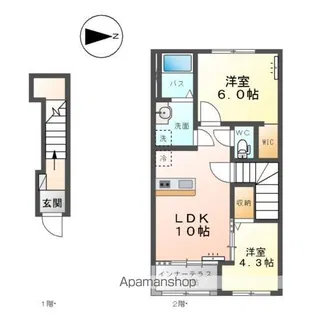 笹谷葭野 アパートB棟【2階】の間取り