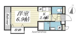 ティエドゥール知手 南棟【208号室】の間取り