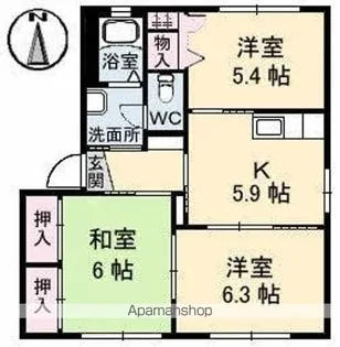 ドリームハイツKEN1.2.3【1階】の間取り