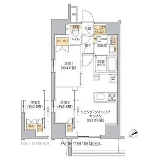 リビオメゾン新宿WEST【13階】の間取り