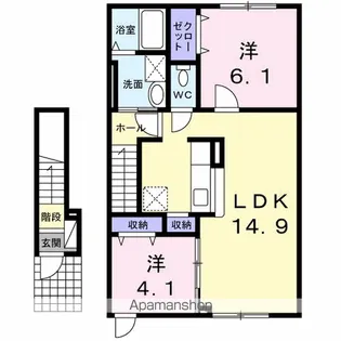 ベルエール RI【2階】の間取り