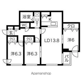 クラリス南9条【3階】の間取り