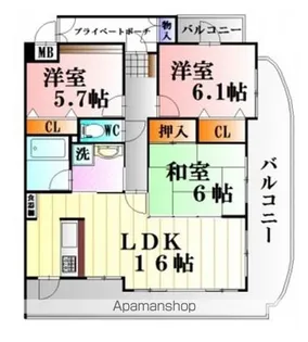 アーバンライフ黒川【8階】の間取り