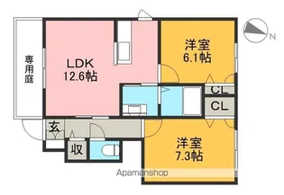 シャーメゾン グラシャス B棟【1階】の間取り