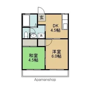 コーポリバー【A205号室】の間取り
