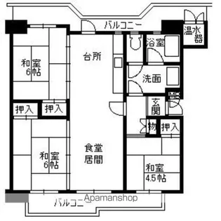 第1サンハイツ2号棟【504号室】の間取り