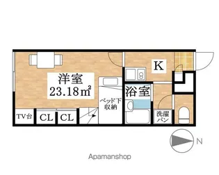 レオパレス朝日【104号室】の間取り