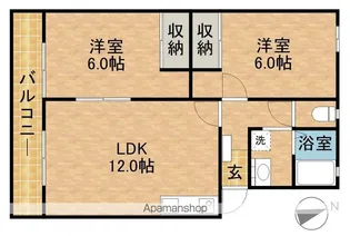 メゾンクオーレ【1階】の間取り