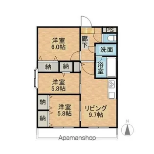 プランドール壱番館【202号室】の間取り