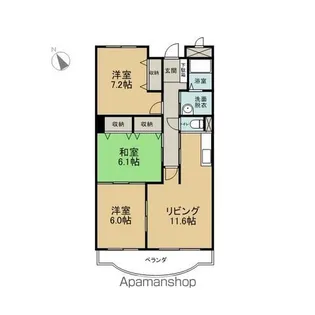 シャトーオルヴァル【402号室】の間取り