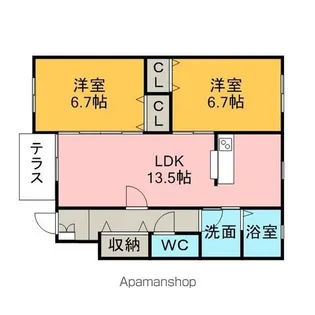 E−TOWNTOYOU【105号室】の間取り