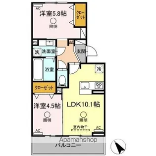 アベニール新八代【2階】の間取り