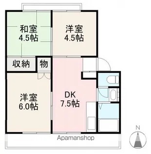 ニュークレインハイツA・B棟【1階】の間取り