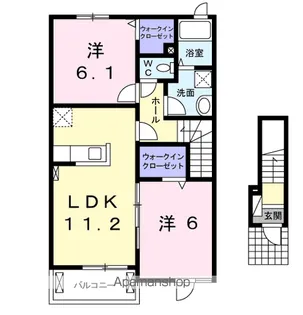 2LDKの間取り画像