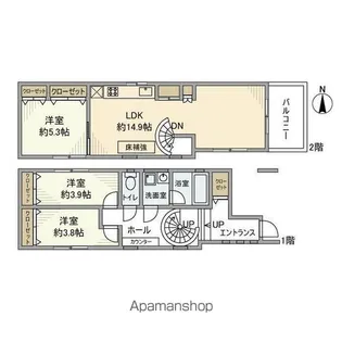 東京都杉並区高円寺南5丁目【一戸建】の間取り