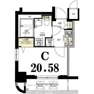 グリフィン横浜・桜木町十番館【403号室】の間取り