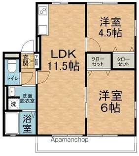 2LDKの間取り画像