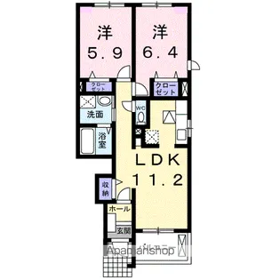 ソレアード・K 弐番館【1階】の間取り