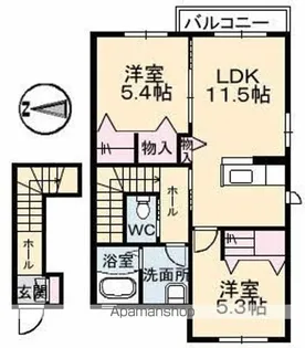 メゾン・ジュイエ A棟【2階】の間取り