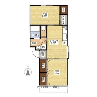 メゾンブルーシャンテ【201号室】の間取り