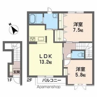 ヴィラージュ室小路【2階】の間取り