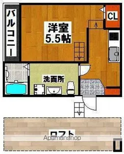 フェリオ北清水【201号室】の間取り