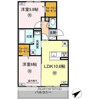 WM新八代 B棟【3階】の間取り