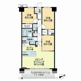 サンクレイドル八千代中央レジデンス【6階】の間取り