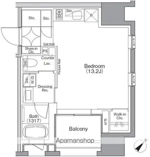 ザ・パークハビオSOHO横浜関内【6階】の間取り