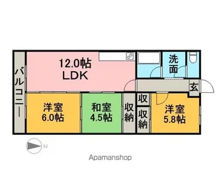 ハイツおひづか【4階】の間取り